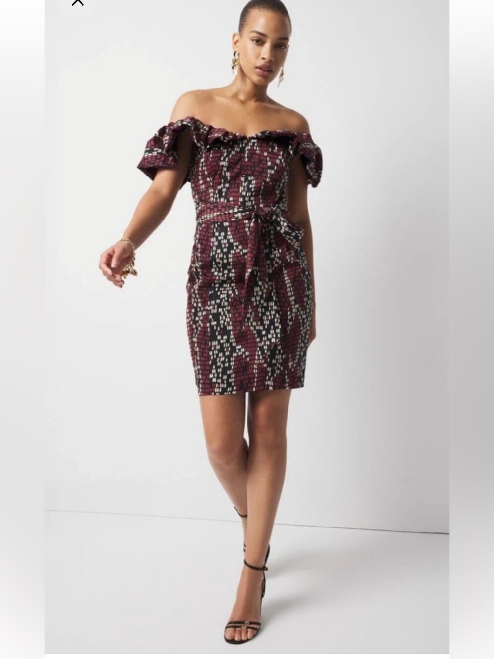 NWT White House Black Market Off The Shoulder Poplin Mini Size 10